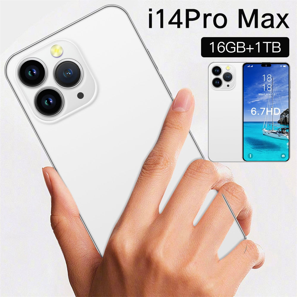 Brand New I14 Pro Max Mobile Smartphone 5G Phones Original 2023 Full Screen 6.7 Inch 16GB+1TB Version Global Cell Phone