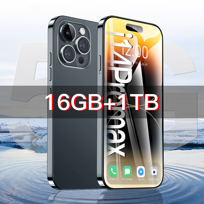 2023 New i14 pro max 7.3 inch Smartphone 16GB+1TB Cell Phone 8000mAh 4G 5G Global Version Mobile Phones Unlock