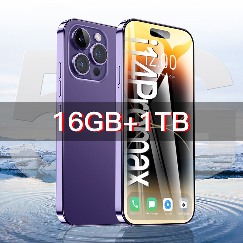 2023 New i14 pro max 7.3 inch Smartphone 16GB+1TB Cell Phone 8000mAh 4G 5G Global Version Mobile Phones Unlock