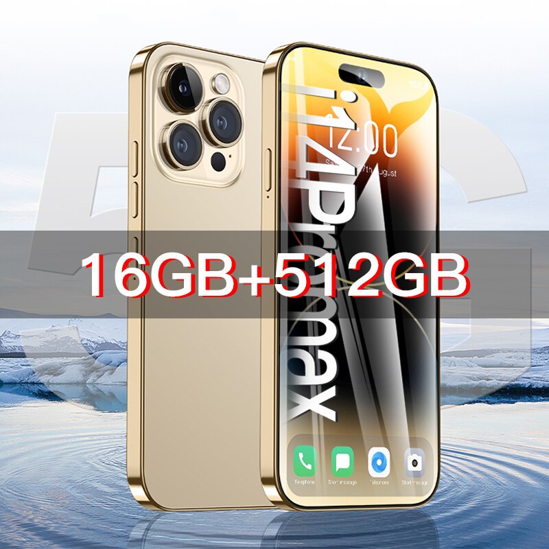 2023 New i14 pro max 7.3 inch Smartphone 16GB+1TB Cell Phone 8000mAh 4G 5G Global Version Mobile Phones Unlock