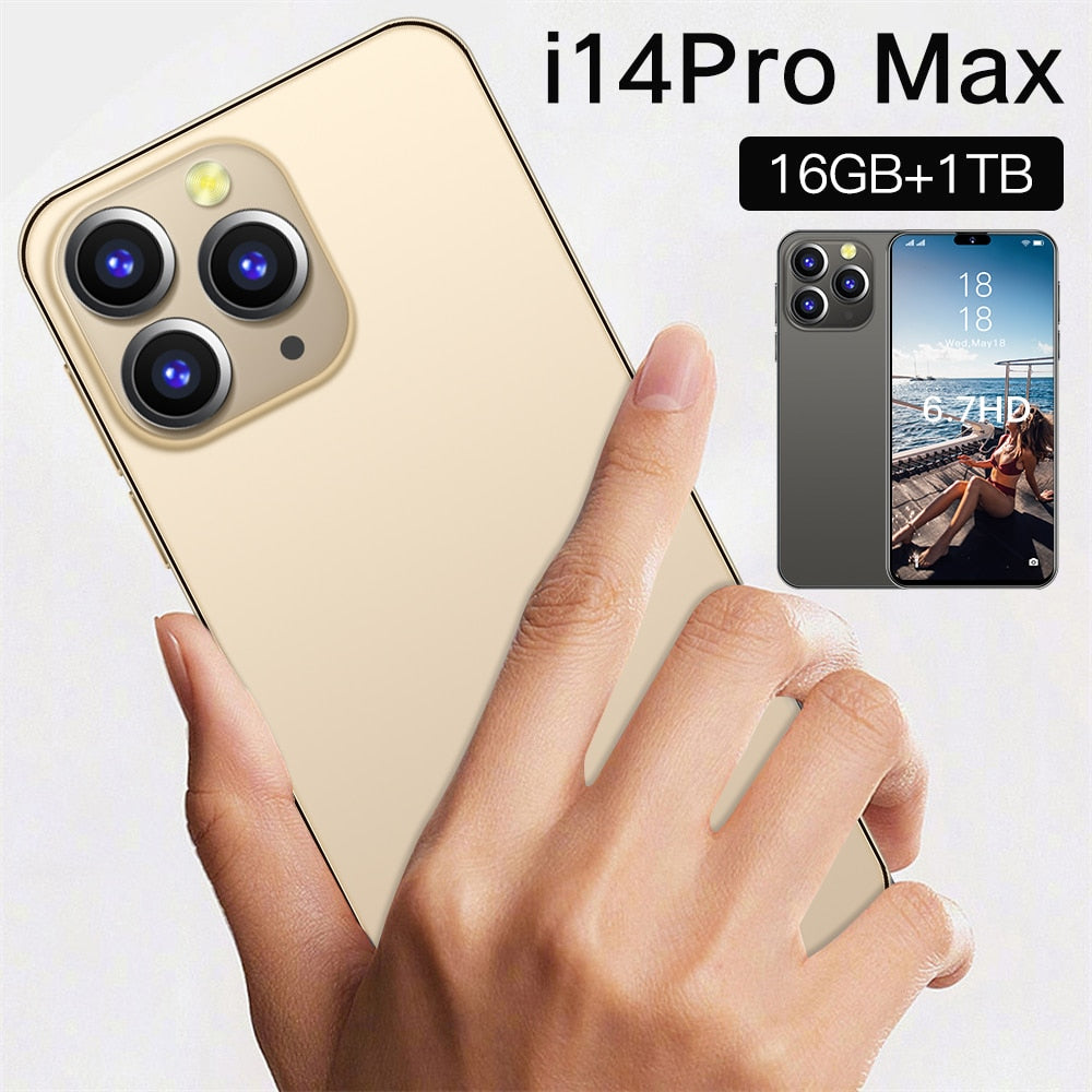 New14proMax Smartphones 6.7inch 16GB+1TB 5G Mobile Phones Unlocked 7800mAh Global Version 4G 5G Android 13 Cell Phone