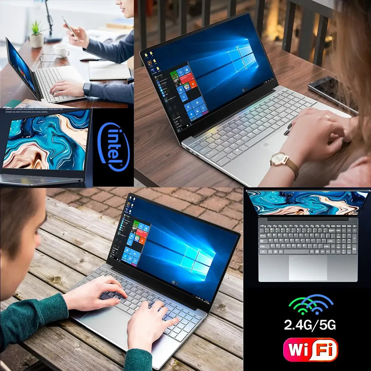 15.6-inch IPS Screen 16GB RAM 256GB SSD Intel Celeron 11th N5095 Business Netbook Windows 10 11 Pro Gaming Notebook Portable
