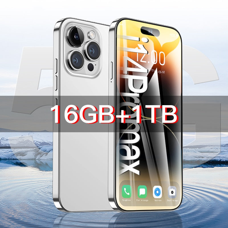 2023 New i14 pro max 7.3 inch Smartphone 16GB+1TB Cell Phone 8000mAh 4G 5G Global Version Mobile Phones Unlock