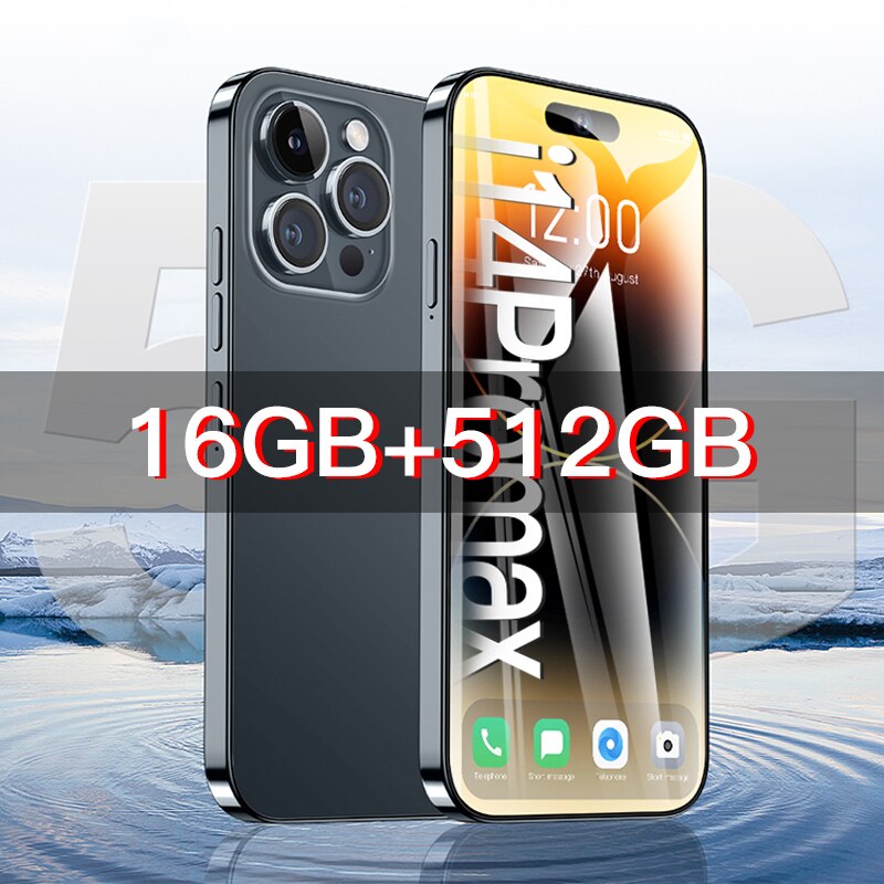2023 New i14 pro max 7.3 inch Smartphone 16GB+1TB Cell Phone 8000mAh 4G 5G Global Version Mobile Phones Unlock