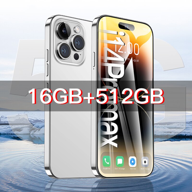 2023 New i14 pro max 7.3 inch Smartphone 16GB+1TB Cell Phone 8000mAh 4G 5G Global Version Mobile Phones Unlock