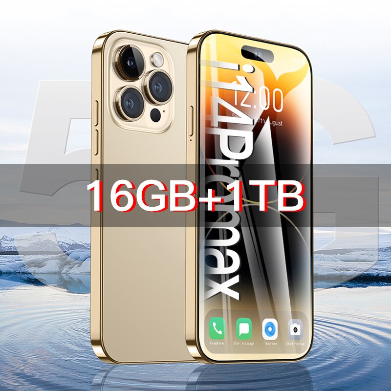2023 New i14 pro max 7.3 inch Smartphone 16GB+1TB Cell Phone 8000mAh 4G 5G Global Version Mobile Phones Unlock