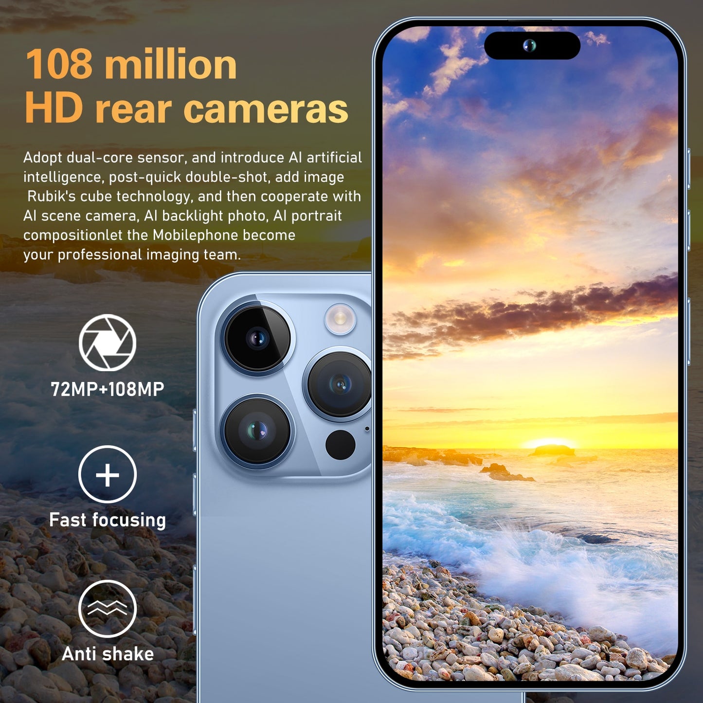 2023 New i14 pro max original cell phone smartphone phone 5g 6800mAh 16+1TB 7.3inch hd global version unlocked mobile phone