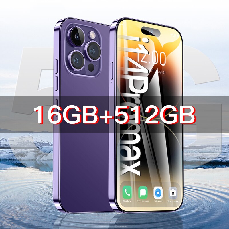 2023 New i14 pro max 7.3 inch Smartphone 16GB+1TB Cell Phone 8000mAh 4G 5G Global Version Mobile Phones Unlock