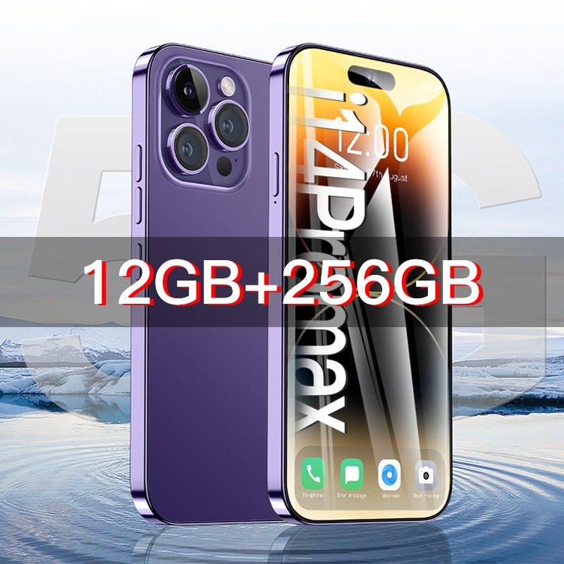 2023 New i14 pro max 7.3 inch Smartphone 16GB+1TB Cell Phone 8000mAh 4G 5G Global Version Mobile Phones Unlock