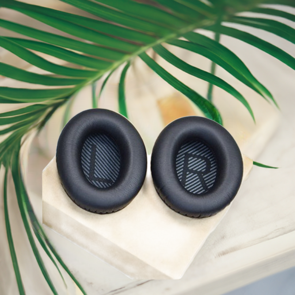 1 Pair Soft Earmuff Headphone Jacket with LR Cotton for BOSE QC2 / QC15 / AE2 / QC25 / QC35(Black)