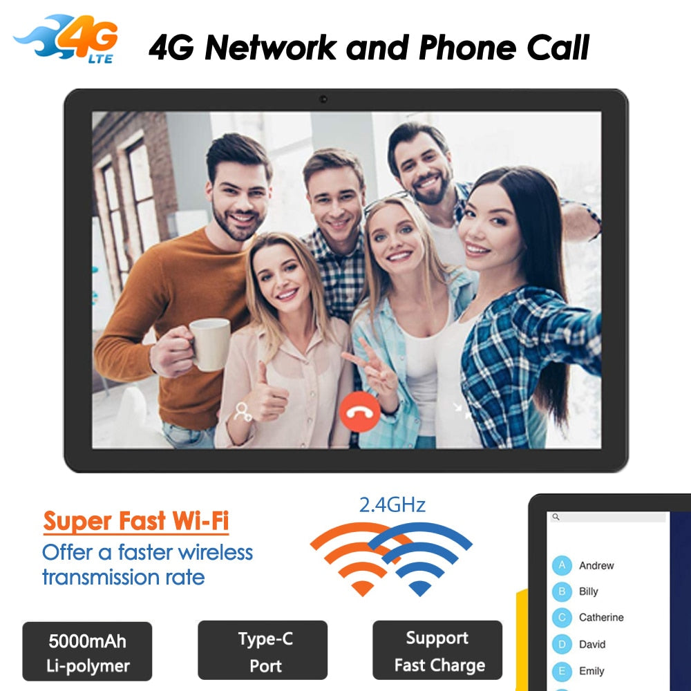 New Arrival tablets 10 inch Octa Core 4GB RAM 32GB ROM 4G FDD LTE 5.0MP Camera Bluetooth Android 9.0 GPS WiFi