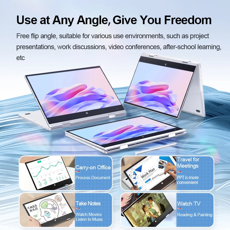 11.6 inch Laptop Touch Screen 360-degree Windows 10 Notebook 16GB DDR4 RAM Intel N6000 1920x1080 IPS Computer PC Type-C