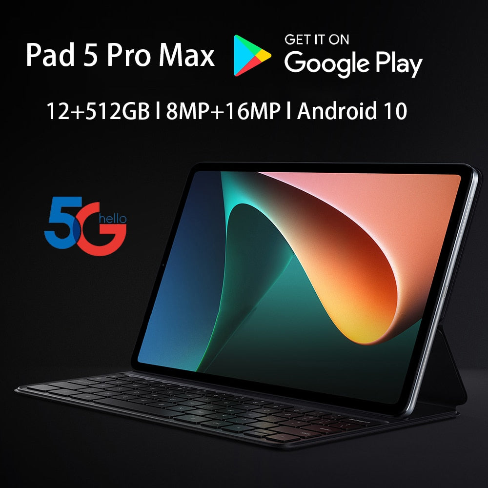 Global Version Tablet Pad 5 Pro Max 12GB+512GB 10 Inch LCD Screen Windows Tablet Android Tablet Pc 5G WiFi Tablet Snapdragon